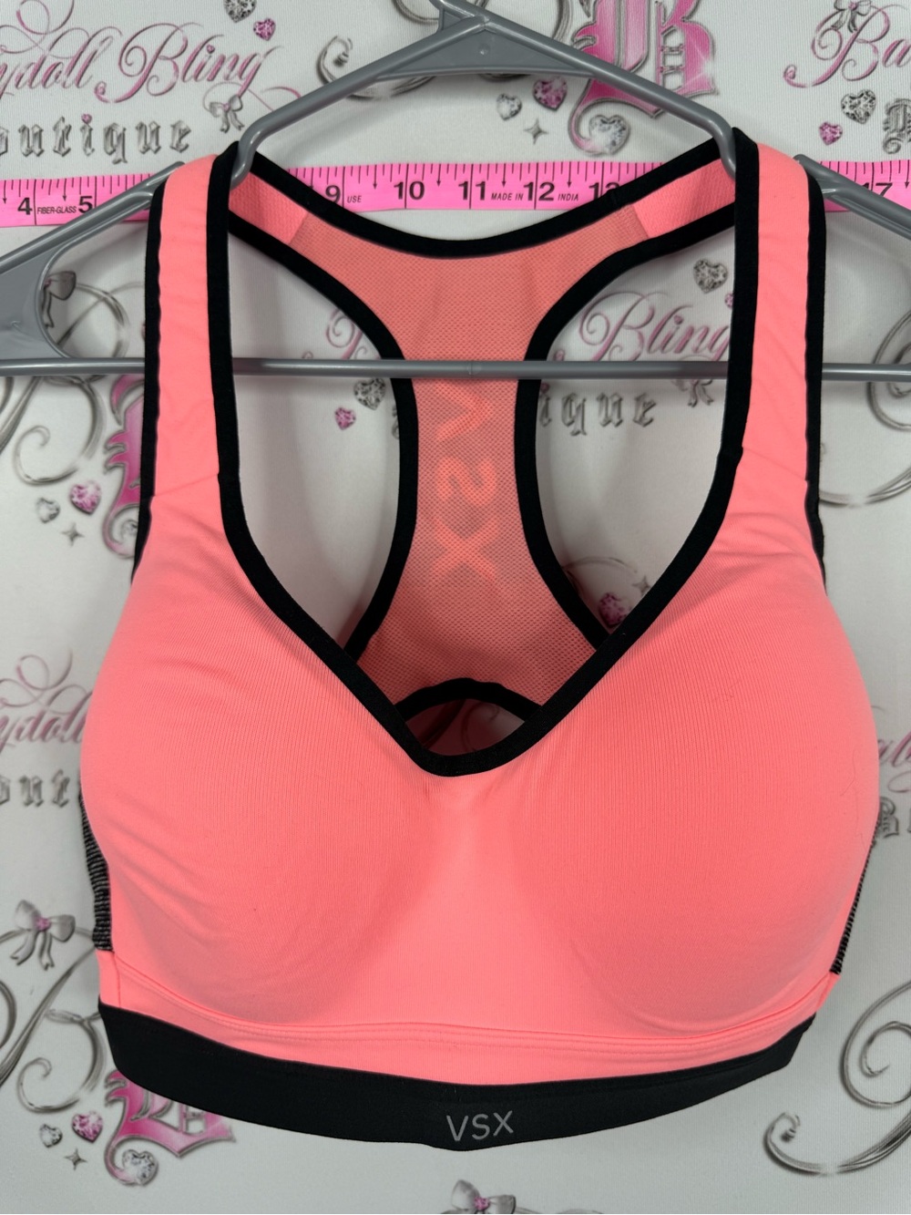 VSX Victoria secret bra sports rare neon Coral Pink Racerback Sports Bra
